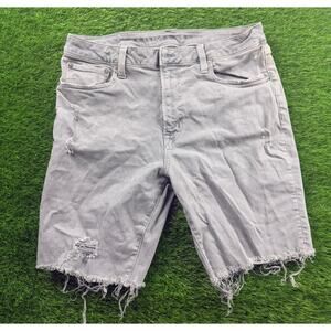 American Eagle Men’s Gray Distressed Cutoff Denim Shorts Size 33 Casual Summer